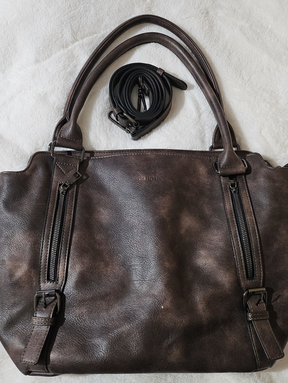 Classic Brown Tote Bag with Detachable Strap
